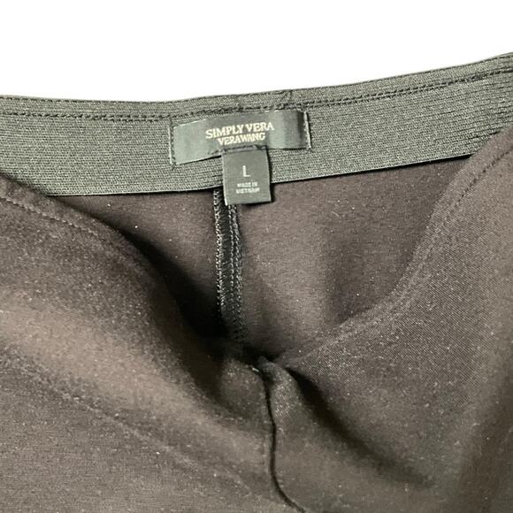 Vera Wang Size Large Skinny Tuxedo Pants Velvet Side Stretch Black Pull On Work - Picture 4 of 8